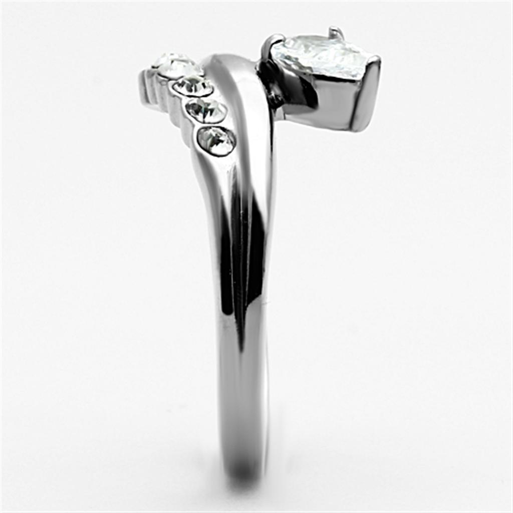 Womens Rings High polished (no plating) 316L Stainless Steel Ring with AAA Grade CZ in Clear TK1080 - Jewelry Store by Erik Rayo