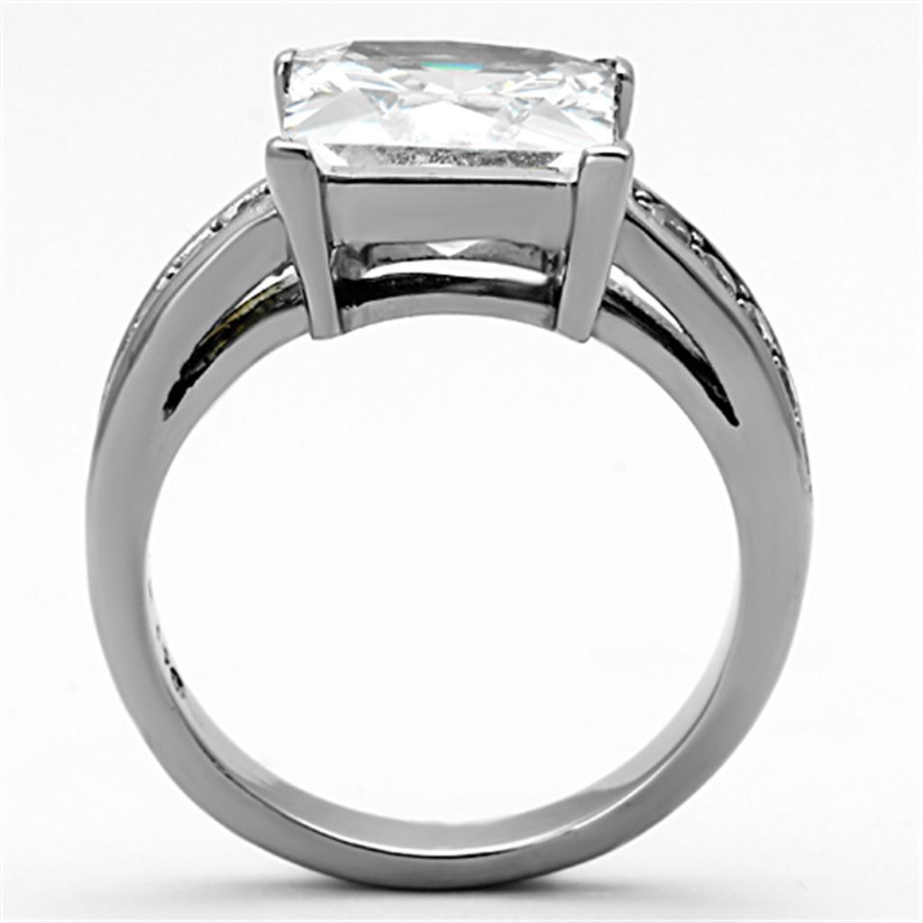 Womens Rings High polished (no plating) 316L Stainless Steel Ring with AAA Grade CZ in Clear TK1081 - Jewelry Store by Erik Rayo