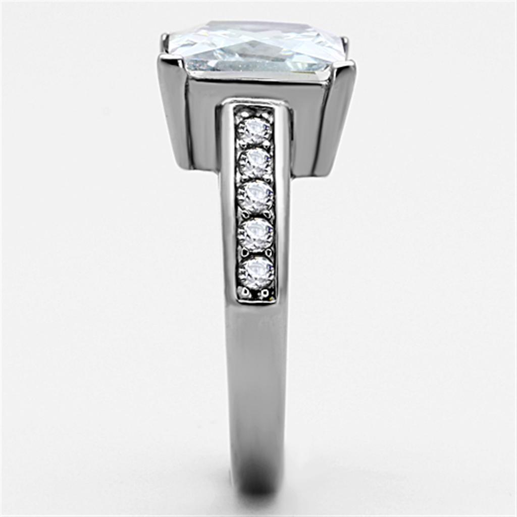 Womens Rings High polished (no plating) 316L Stainless Steel Ring with AAA Grade CZ in Clear TK1081 - Jewelry Store by Erik Rayo