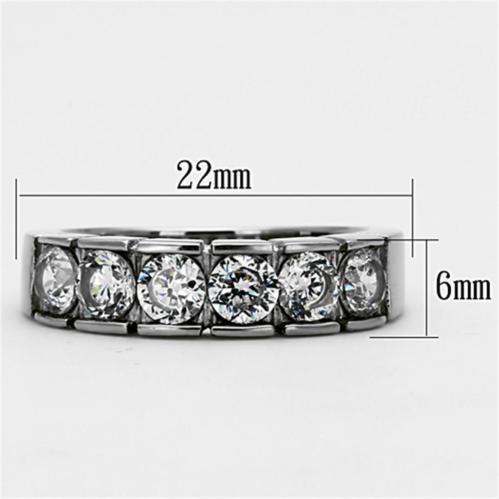 Womens Rings High polished (no plating) 316L Stainless Steel Ring with AAA Grade CZ in Clear TK1082 - Jewelry Store by Erik Rayo