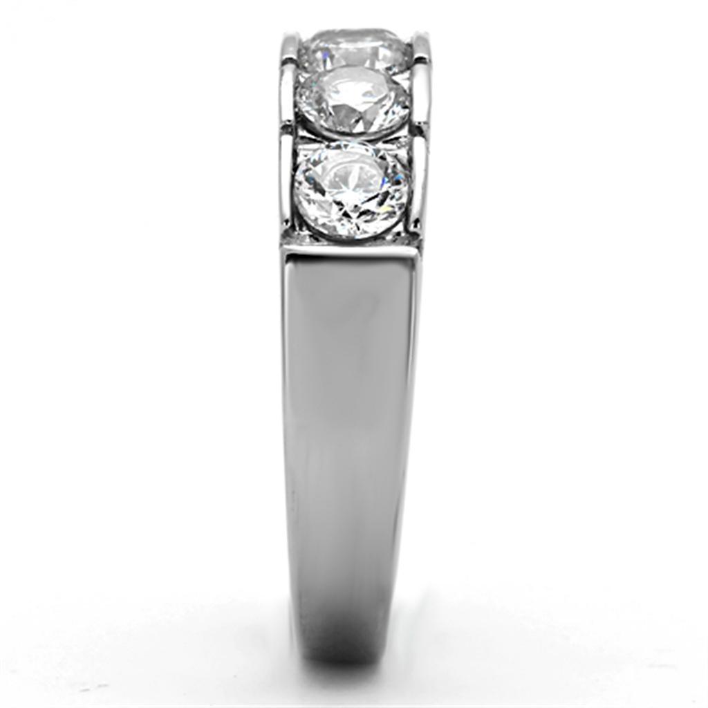 Womens Rings High polished (no plating) 316L Stainless Steel Ring with AAA Grade CZ in Clear TK1082 - Jewelry Store by Erik Rayo
