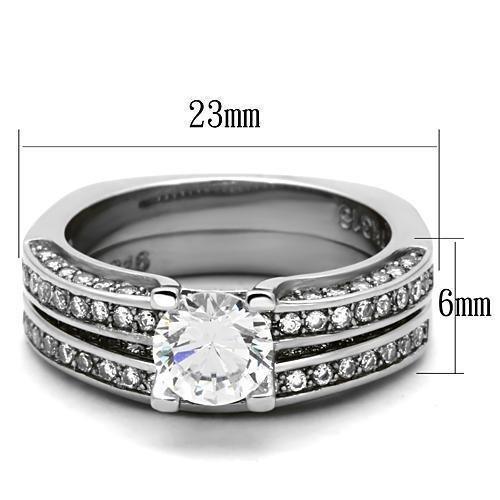 Womens Rings High polished (no plating) 316L Stainless Steel Ring with AAA Grade CZ in Clear TK1175 - Jewelry Store by Erik Rayo