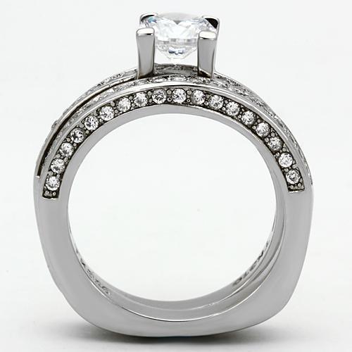 Womens Rings High polished (no plating) 316L Stainless Steel Ring with AAA Grade CZ in Clear TK1175 - Jewelry Store by Erik Rayo