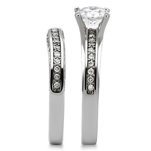 Womens Rings High polished (no plating) 316L Stainless Steel Ring with AAA Grade CZ in Clear TK1175 - Jewelry Store by Erik Rayo