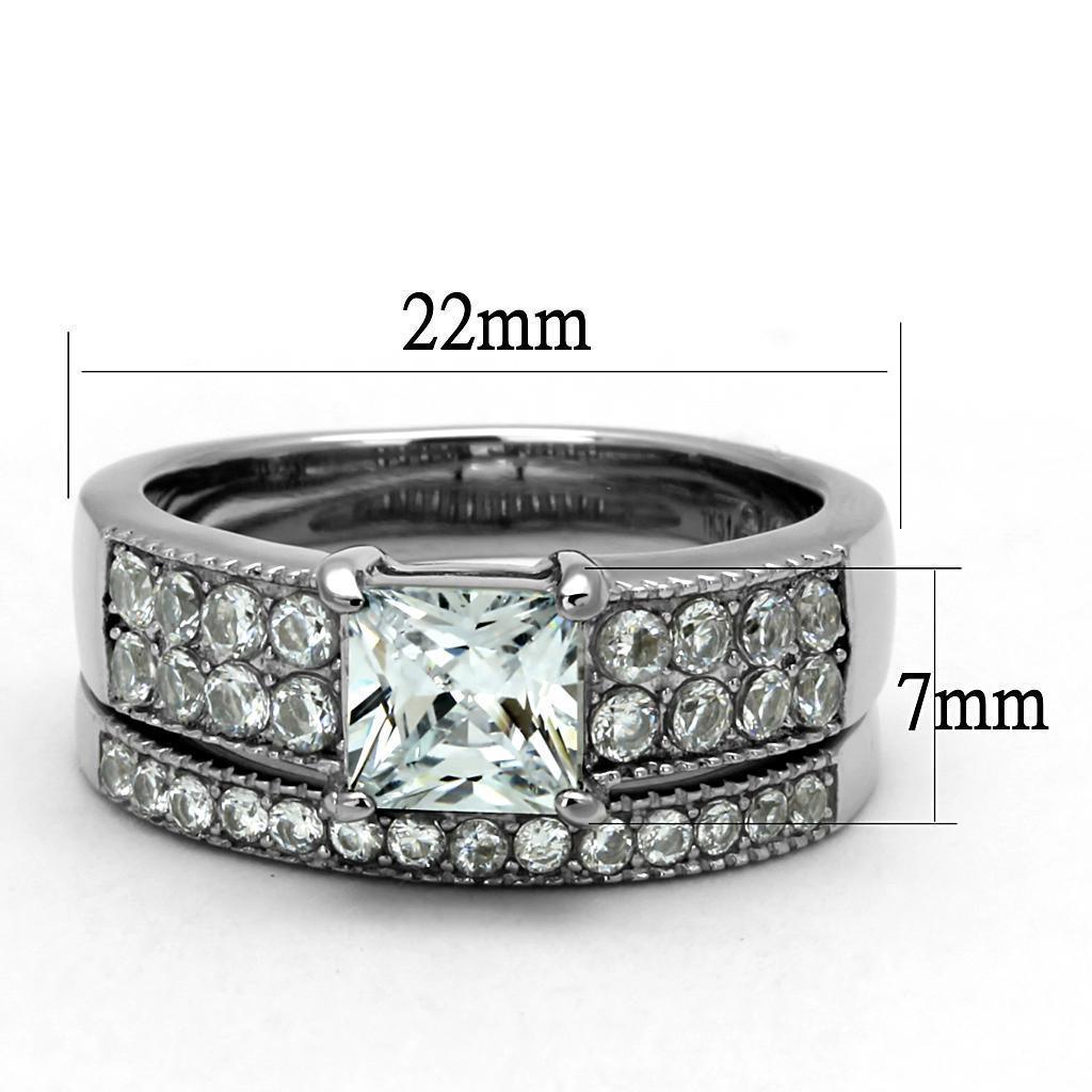 Womens Rings High polished (no plating) 316L Stainless Steel Ring with AAA Grade CZ in Clear TK2915 - Jewelry Store by Erik Rayo