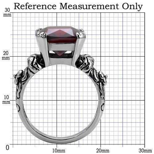 Womens Rings High polished (no plating) 316L Stainless Steel Ring with AAA Grade CZ in Garnet TK018 - Jewelry Store by Erik Rayo
