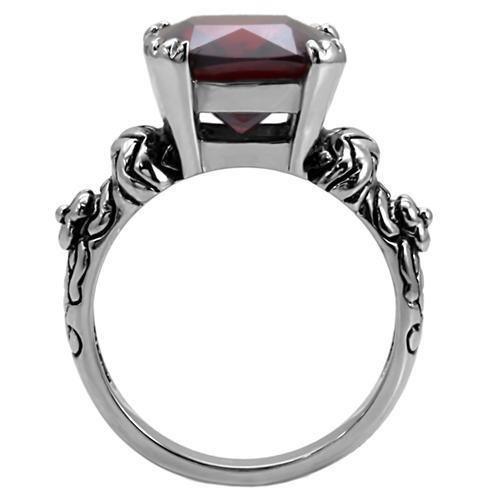Womens Rings High polished (no plating) 316L Stainless Steel Ring with AAA Grade CZ in Garnet TK018 - Jewelry Store by Erik Rayo