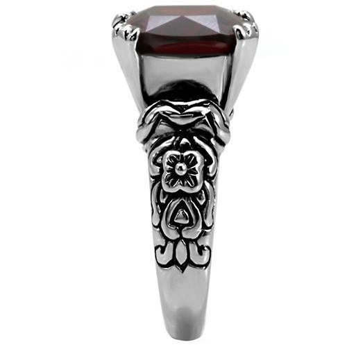 Womens Rings High polished (no plating) 316L Stainless Steel Ring with AAA Grade CZ in Garnet TK018 - Jewelry Store by Erik Rayo