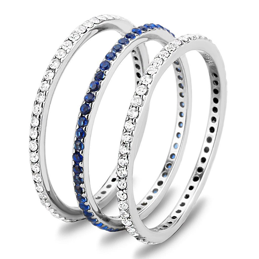 Womens Rings High polished (no plating) 316L Stainless Steel Ring with AAA Grade CZ in London Blue DA066 - Jewelry Store by Erik Rayo