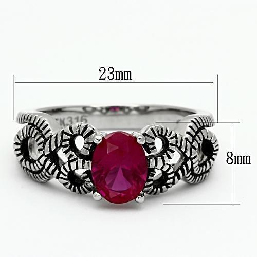 Womens Rings High polished (no plating) 316L Stainless Steel Ring with AAA Grade CZ in Ruby TK1112 - Jewelry Store by Erik Rayo