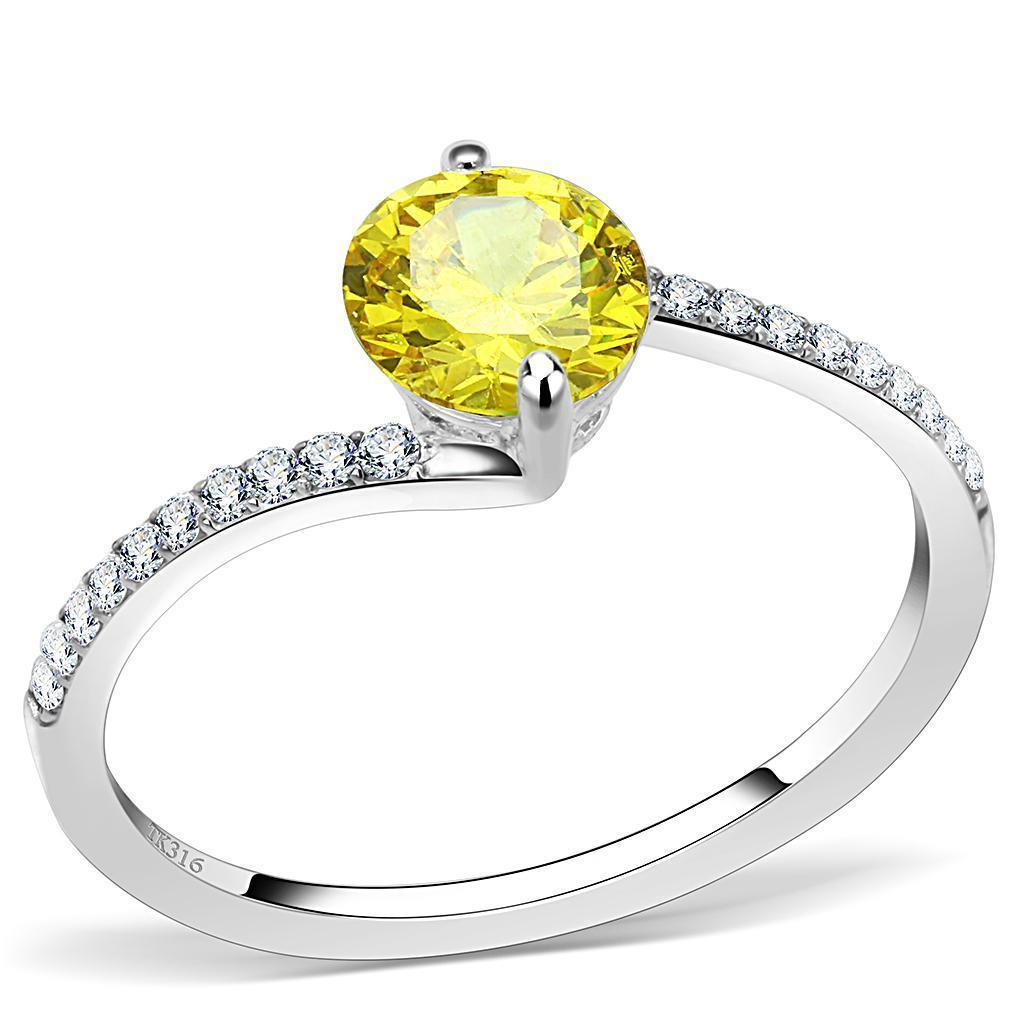 Womens Rings High polished (no plating) 316L Stainless Steel Ring with AAA Grade CZ in Topaz DA015 - Jewelry Store by Erik Rayo