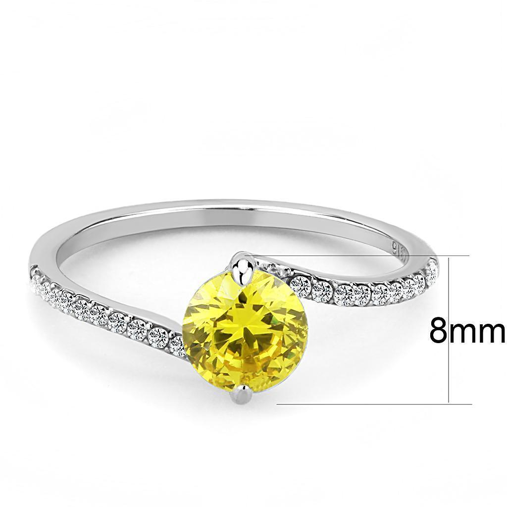 Womens Rings High polished (no plating) 316L Stainless Steel Ring with AAA Grade CZ in Topaz DA015 - Jewelry Store by Erik Rayo