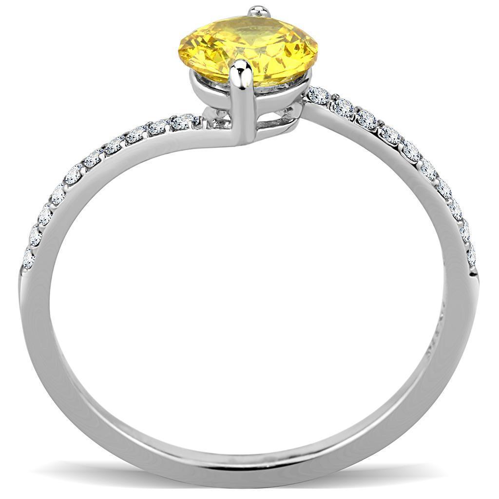 Womens Rings High polished (no plating) 316L Stainless Steel Ring with AAA Grade CZ in Topaz DA015 - Jewelry Store by Erik Rayo