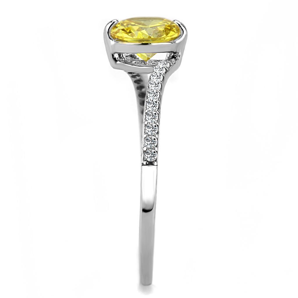 Womens Rings High polished (no plating) 316L Stainless Steel Ring with AAA Grade CZ in Topaz DA015 - Jewelry Store by Erik Rayo