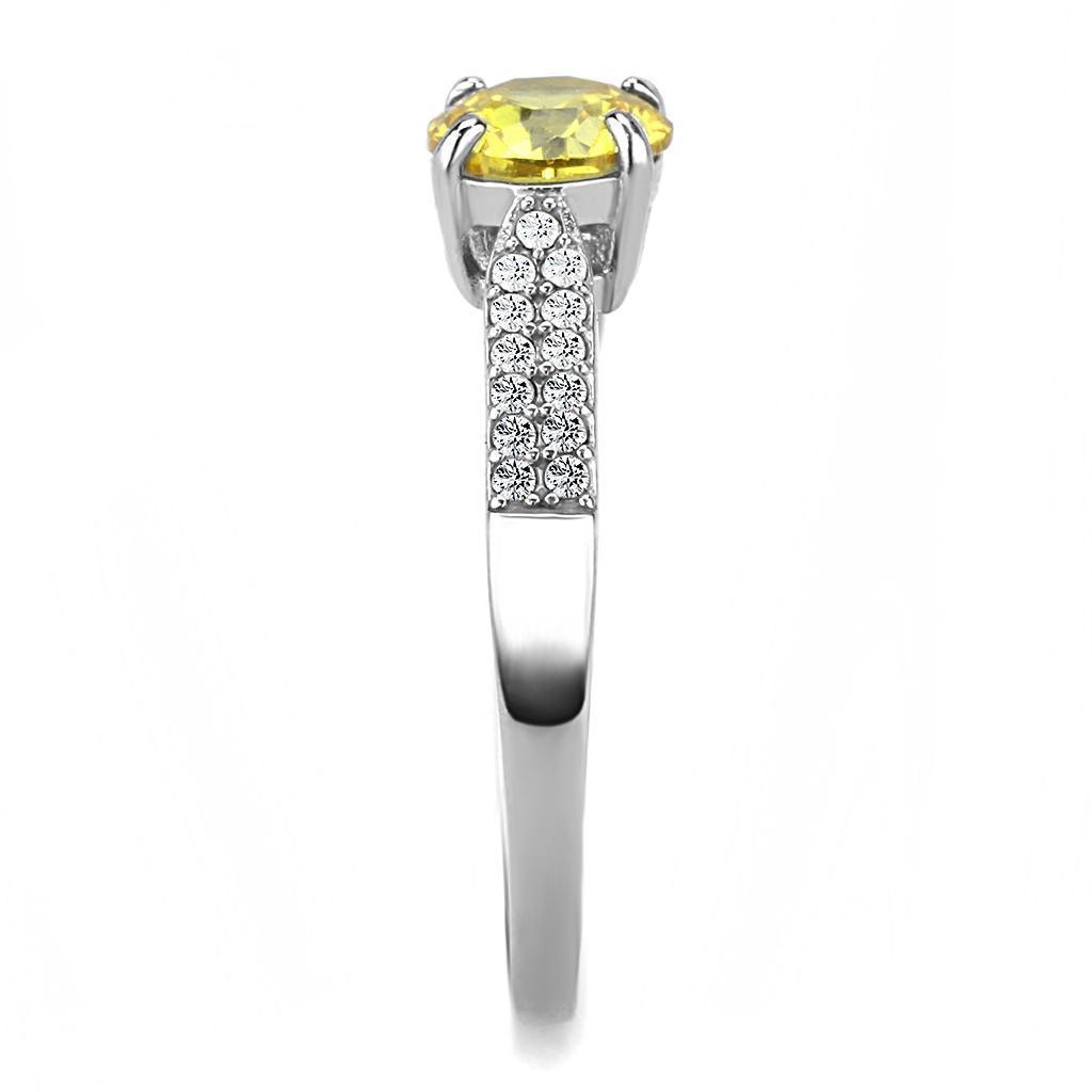 Womens Rings High polished (no plating) 316L Stainless Steel Ring with AAA Grade CZ in Topaz DA021 - Jewelry Store by Erik Rayo