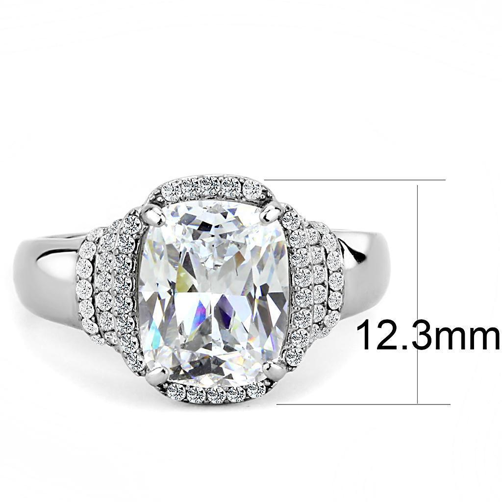 Womens Rings High polished (no plating) 316L Stainless Steel Ring with Cubic in Clear DA024 - Jewelry Store by Erik Rayo