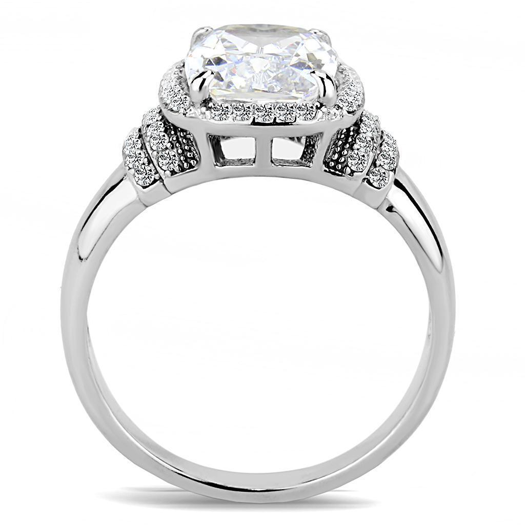 Womens Rings High polished (no plating) 316L Stainless Steel Ring with Cubic in Clear DA024 - Jewelry Store by Erik Rayo