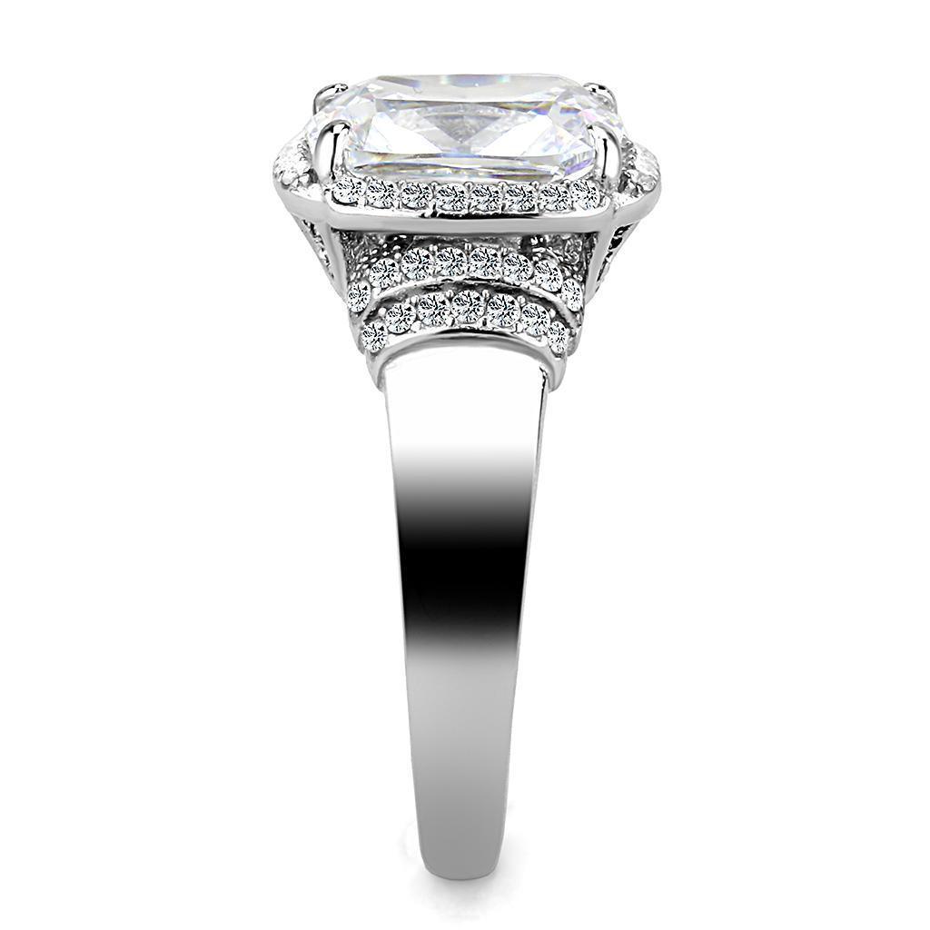 Womens Rings High polished (no plating) 316L Stainless Steel Ring with Cubic in Clear DA024 - Jewelry Store by Erik Rayo