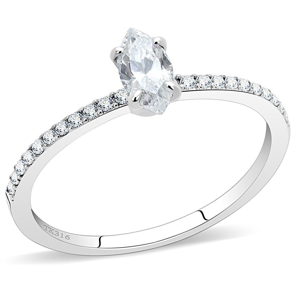 Womens Rings High polished (no plating) 316L Stainless Steel Ring with Cubic in Clear DA031 - Jewelry Store by Erik Rayo