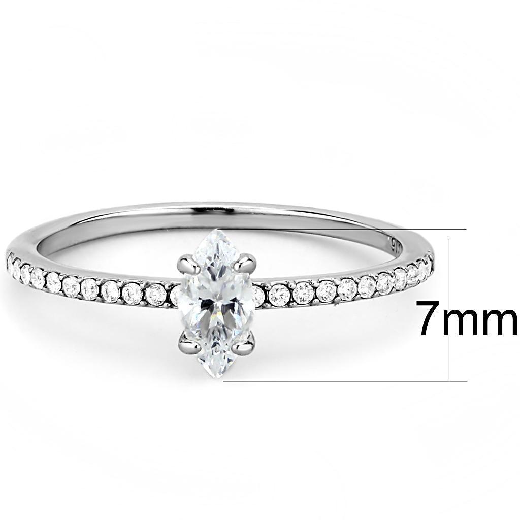 Womens Rings High polished (no plating) 316L Stainless Steel Ring with Cubic in Clear DA031 - Jewelry Store by Erik Rayo