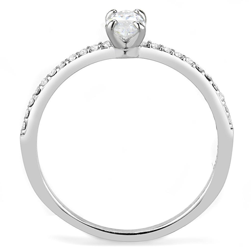 Womens Rings High polished (no plating) 316L Stainless Steel Ring with Cubic in Clear DA031 - Jewelry Store by Erik Rayo