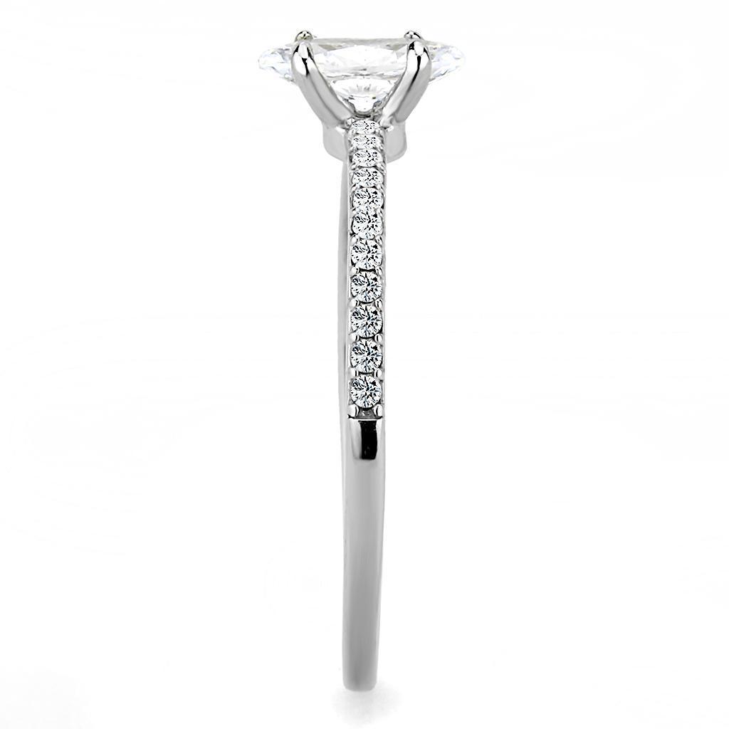 Womens Rings High polished (no plating) 316L Stainless Steel Ring with Cubic in Clear DA031 - Jewelry Store by Erik Rayo