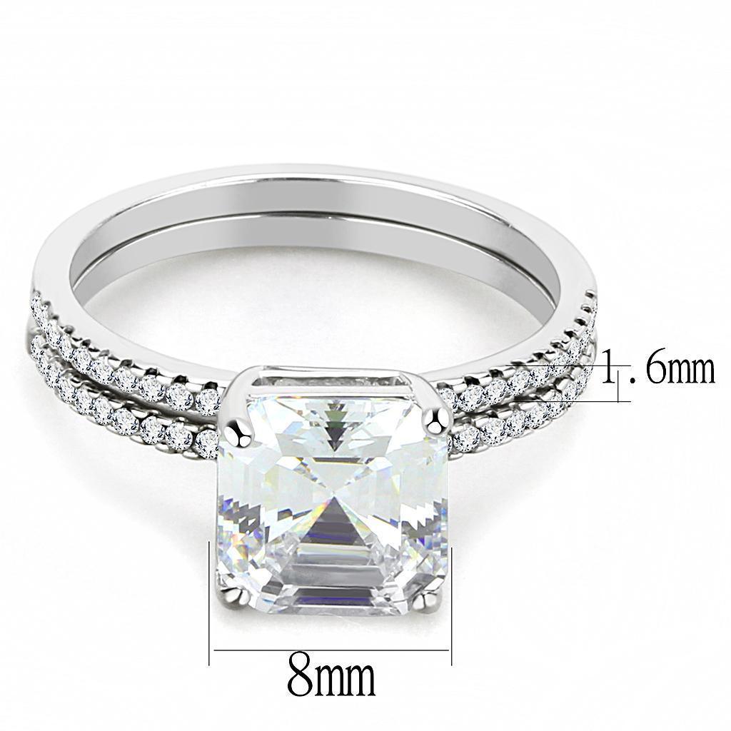 Womens Rings High polished (no plating) 316L Stainless Steel Ring with Cubic in Clear DA065 - Jewelry Store by Erik Rayo