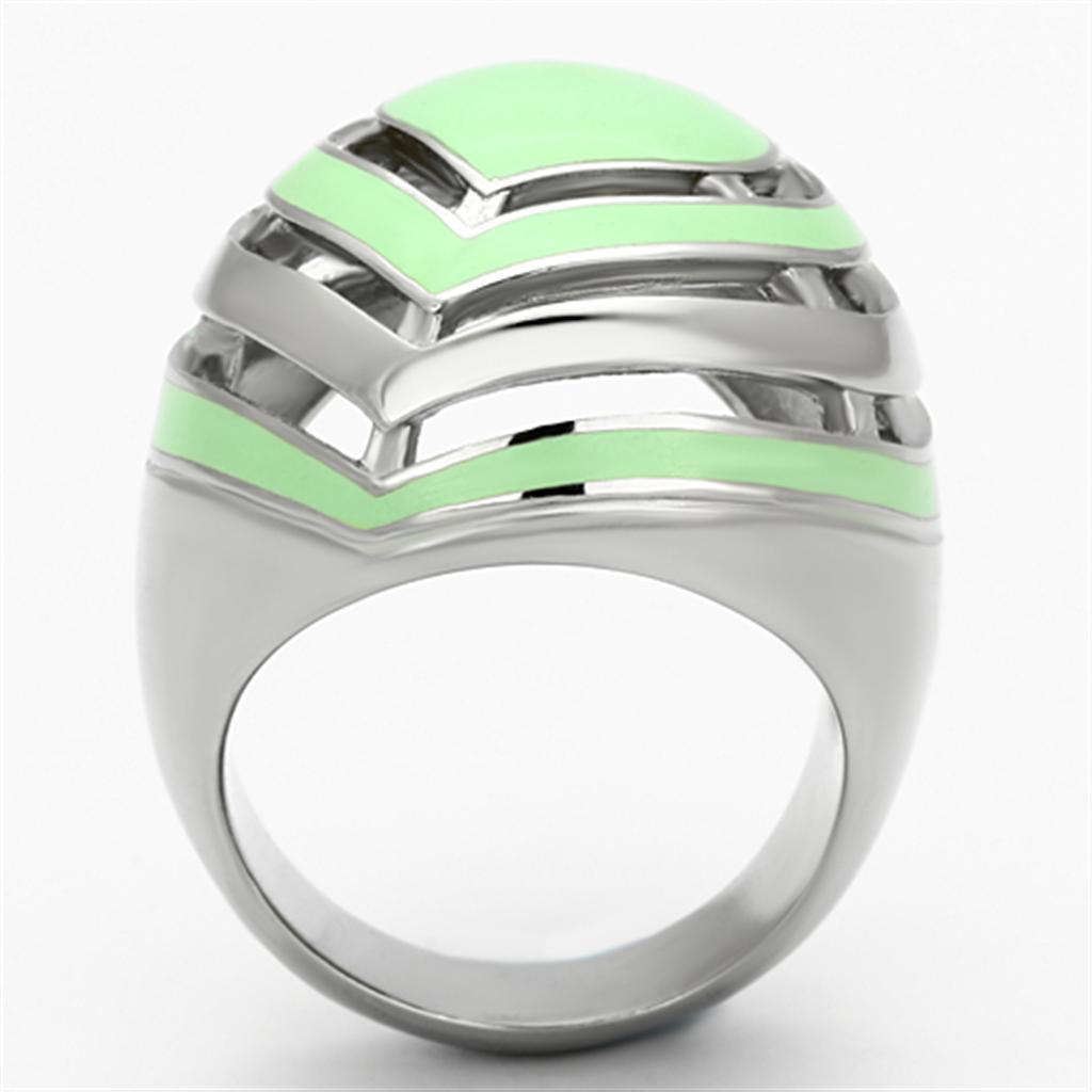 Womens Rings High polished (no plating) 316L Stainless Steel Ring with Epoxy in Emerald TK1140 - Jewelry Store by Erik Rayo