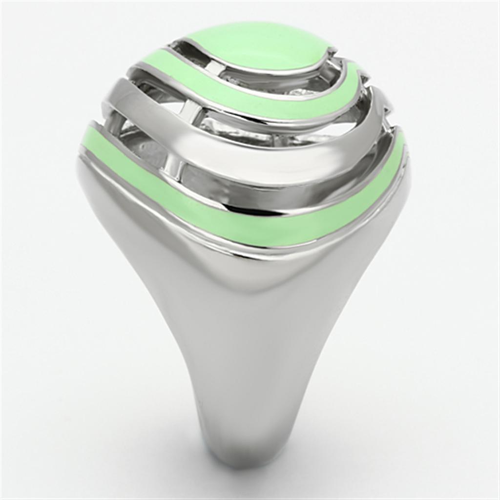 Womens Rings High polished (no plating) 316L Stainless Steel Ring with Epoxy in Emerald TK1140 - Jewelry Store by Erik Rayo