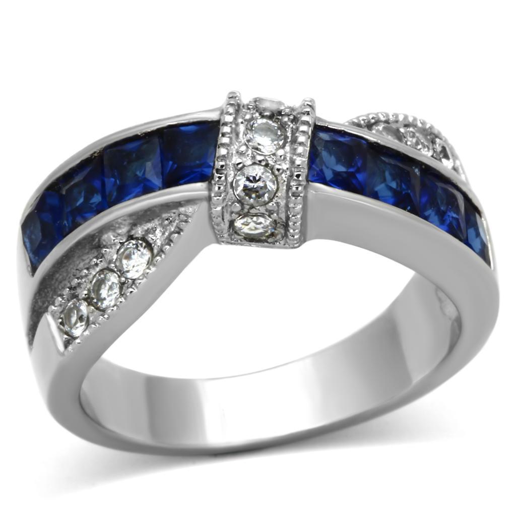 Womens Rings High polished (no plating) 316L Stainless Steel Ring with Glass in Montana TK1222 - Jewelry Store by Erik Rayo