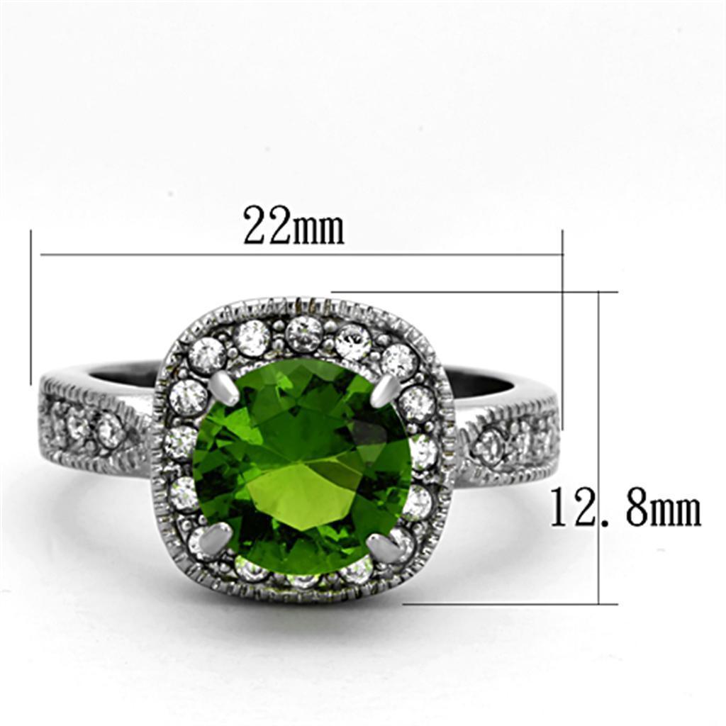 Womens Rings High polished (no plating) 316L Stainless Steel Ring with Glass in Peridot TK1227 - Jewelry Store by Erik Rayo