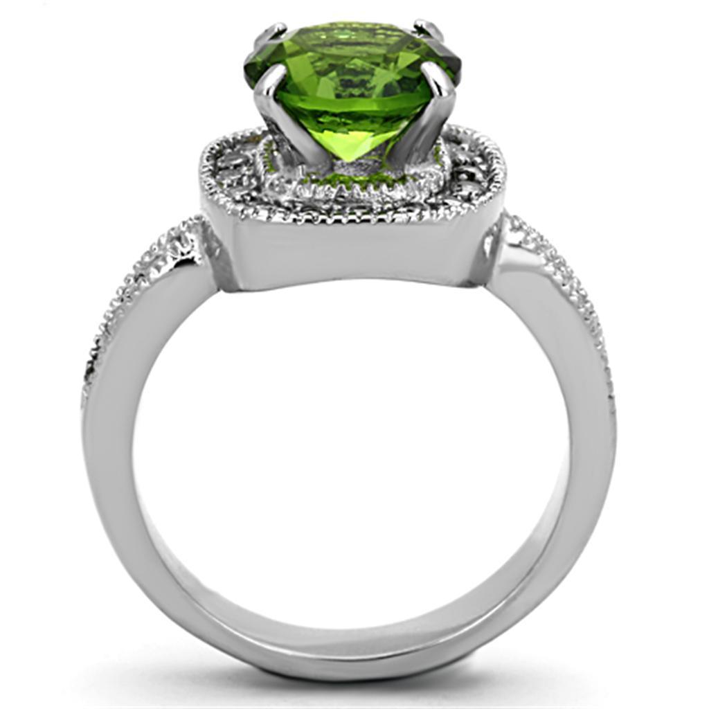 Womens Rings High polished (no plating) 316L Stainless Steel Ring with Glass in Peridot TK1227 - Jewelry Store by Erik Rayo