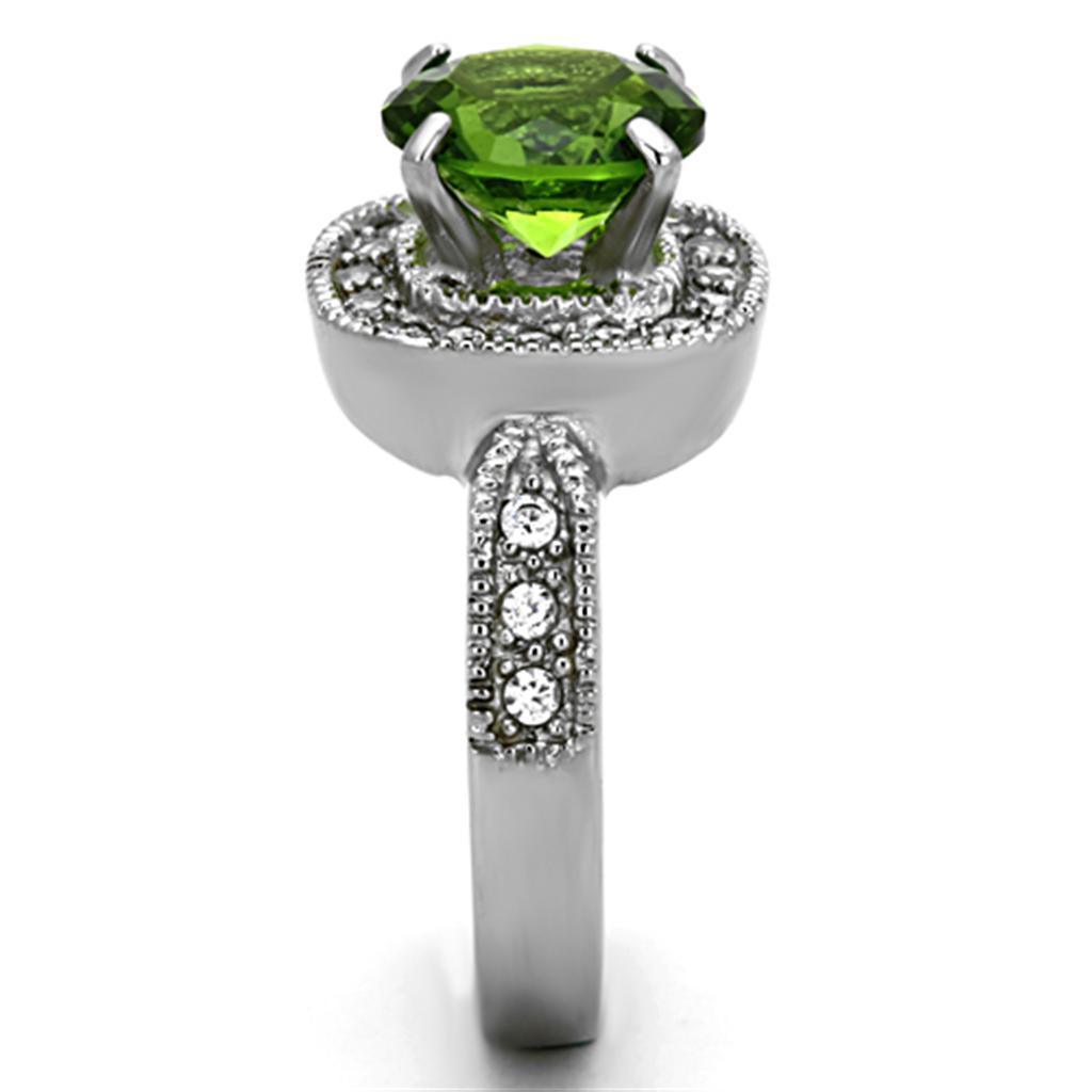 Womens Rings High polished (no plating) 316L Stainless Steel Ring with Glass in Peridot TK1227 - Jewelry Store by Erik Rayo