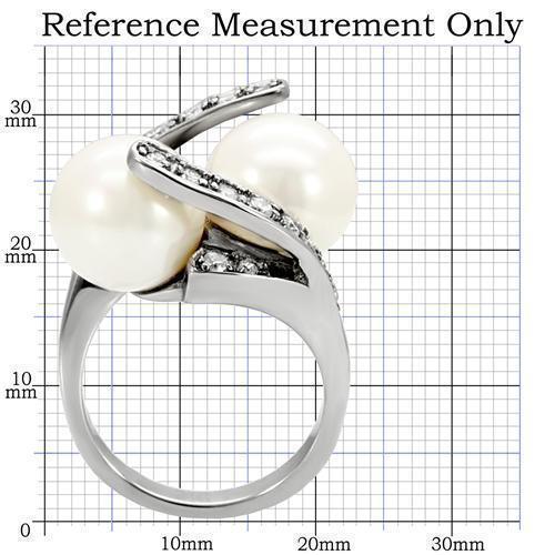 Womens Rings High polished (no plating) 316L Stainless Steel Ring with Pearl in White TK113 - Jewelry Store by Erik Rayo
