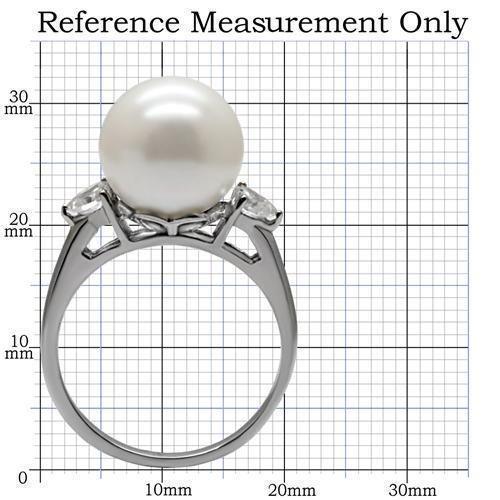 Womens Rings High polished (no plating) 316L Stainless Steel Ring with Synthetic Pearl in Aurora Borealis (Rainbow Effect) TK090 - Jewelry Store by Erik Rayo