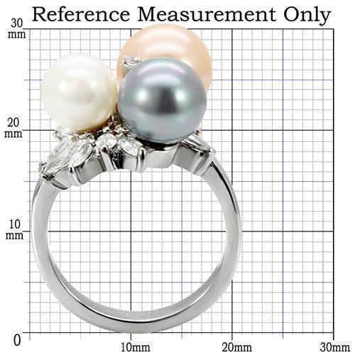 Womens Rings High polished (no plating) 316L Stainless Steel Ring with Synthetic Pearl in Multi Color TK114 - Jewelry Store by Erik Rayo