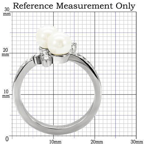 Womens Rings High polished (no plating) 316L Stainless Steel Ring with Synthetic Pearl in White TK116 - Jewelry Store by Erik Rayo