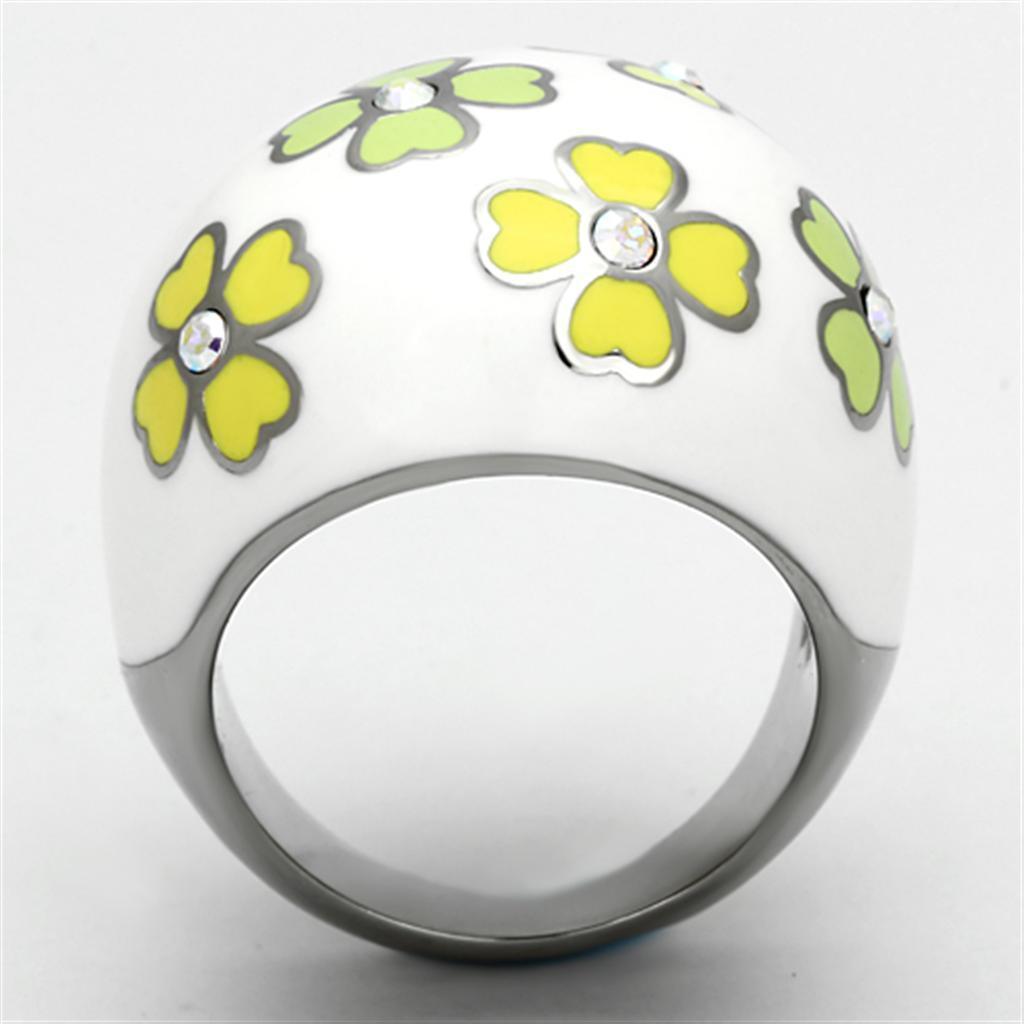 Womens Rings High polished (no plating) 316L Stainless Steel Ring with Top Grade Crystal in Aurora Borealis (Rainbow Effect) TK1139 - Jewelry Store by Erik Rayo