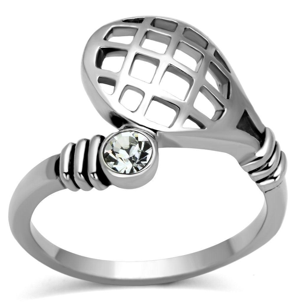 Womens Rings High polished (no plating) 316L Stainless Steel Ring with Top Grade Crystal in Clear TK1083 - Jewelry Store by Erik Rayo
