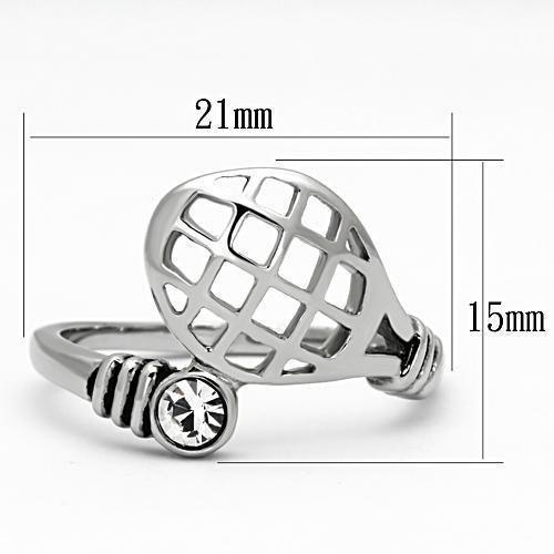 Womens Rings High polished (no plating) 316L Stainless Steel Ring with Top Grade Crystal in Clear TK1083 - Jewelry Store by Erik Rayo