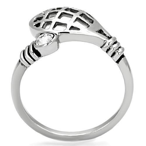 Womens Rings High polished (no plating) 316L Stainless Steel Ring with Top Grade Crystal in Clear TK1083 - Jewelry Store by Erik Rayo