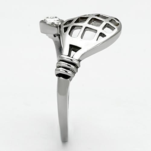 Womens Rings High polished (no plating) 316L Stainless Steel Ring with Top Grade Crystal in Clear TK1083 - Jewelry Store by Erik Rayo