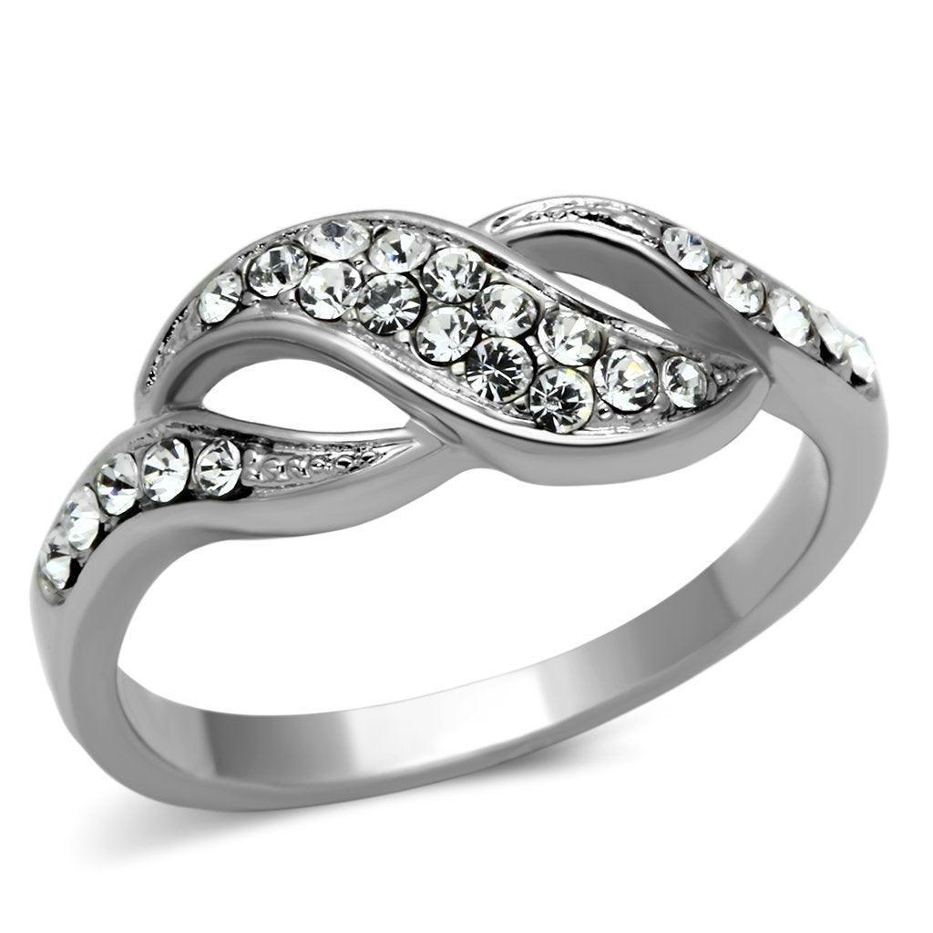 Womens Rings High polished (no plating) 316L Stainless Steel Ring with Top Grade Crystal in Clear TK1085 - Jewelry Store by Erik Rayo