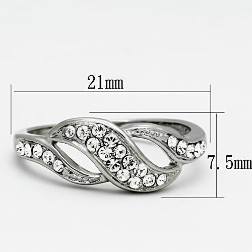 Womens Rings High polished (no plating) 316L Stainless Steel Ring with Top Grade Crystal in Clear TK1085 - Jewelry Store by Erik Rayo