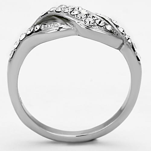 Womens Rings High polished (no plating) 316L Stainless Steel Ring with Top Grade Crystal in Clear TK1085 - Jewelry Store by Erik Rayo