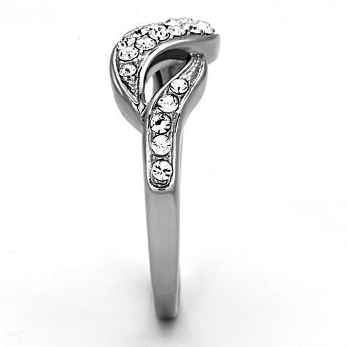 Womens Rings High polished (no plating) 316L Stainless Steel Ring with Top Grade Crystal in Clear TK1085 - Jewelry Store by Erik Rayo
