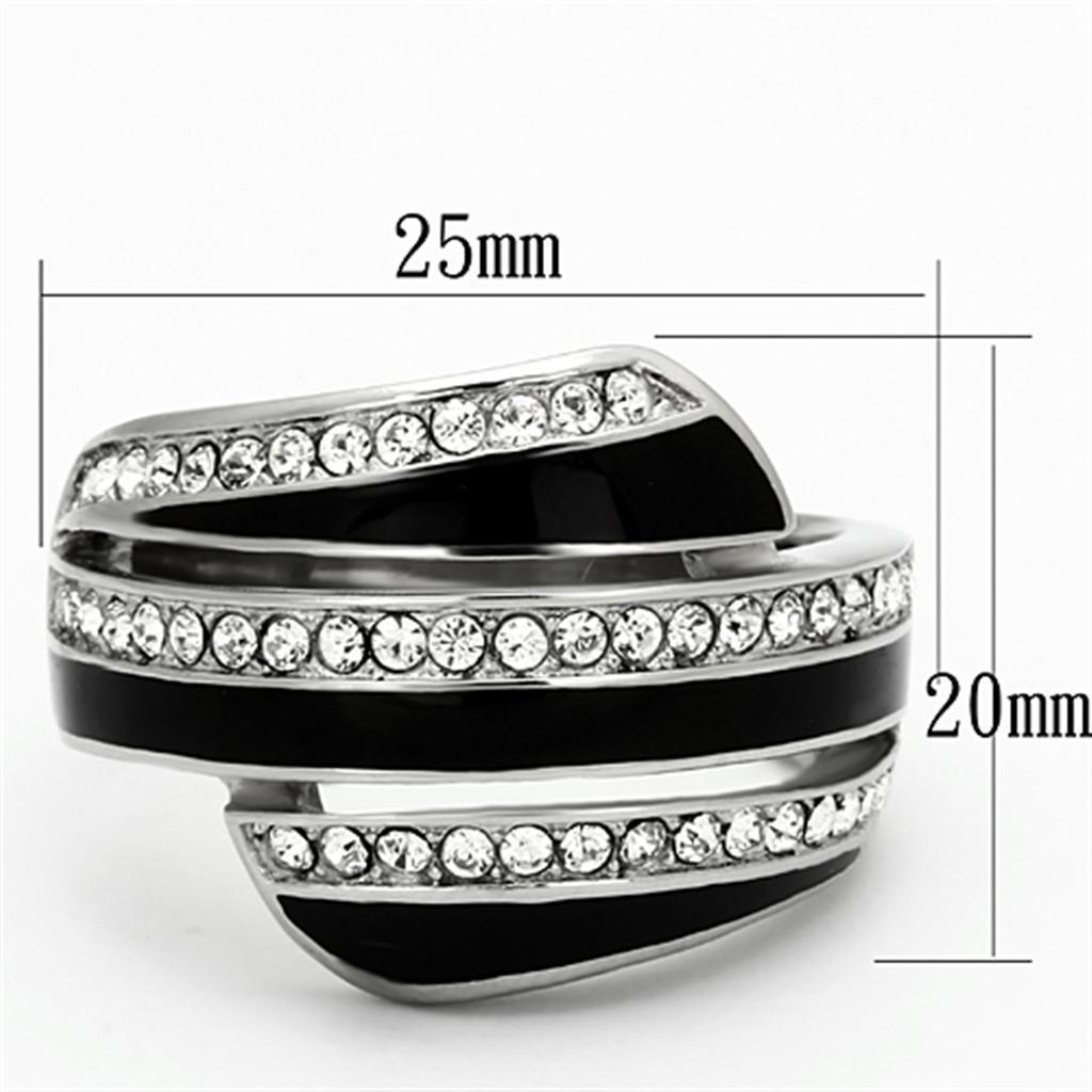 Womens Rings High polished (no plating) 316L Stainless Steel Ring with Top Grade Crystal in Clear TK1134 - Jewelry Store by Erik Rayo