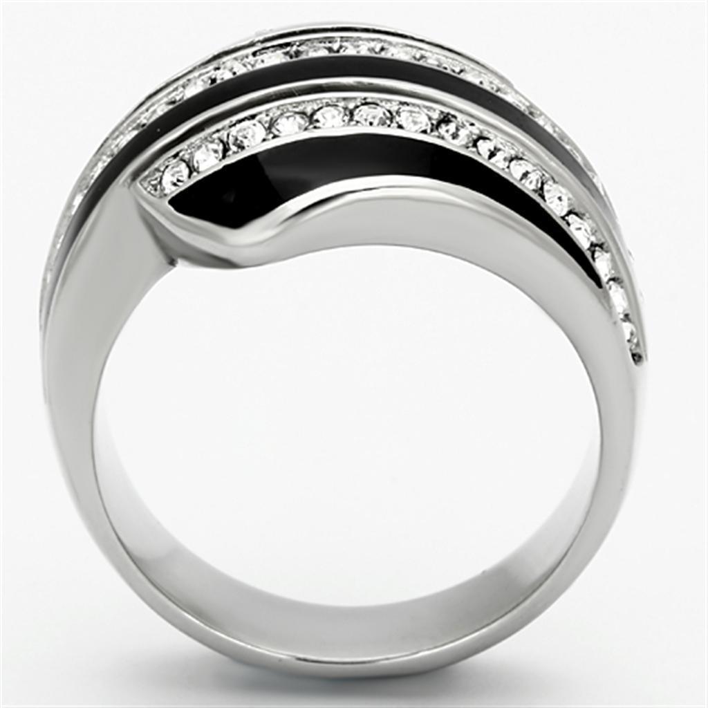Womens Rings High polished (no plating) 316L Stainless Steel Ring with Top Grade Crystal in Clear TK1134 - Jewelry Store by Erik Rayo