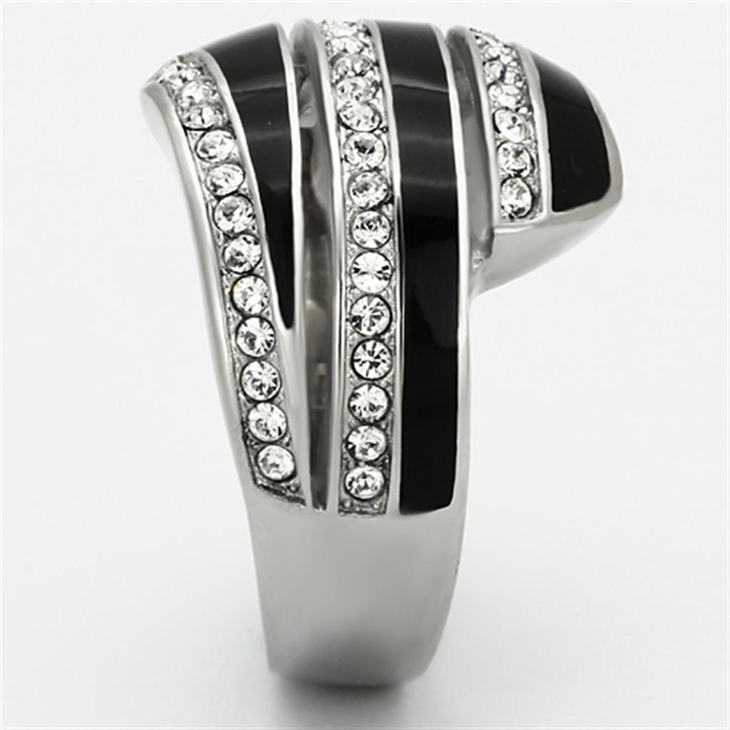 Womens Rings High polished (no plating) 316L Stainless Steel Ring with Top Grade Crystal in Clear TK1134 - Jewelry Store by Erik Rayo