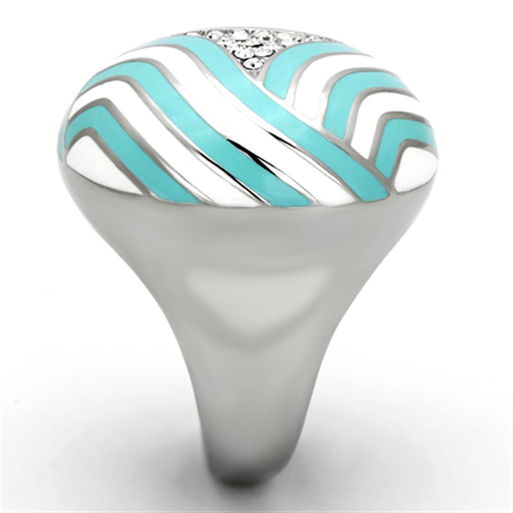 Womens Rings High polished (no plating) 316L Stainless Steel Ring with Top Grade Crystal in Clear TK1138 - Jewelry Store by Erik Rayo